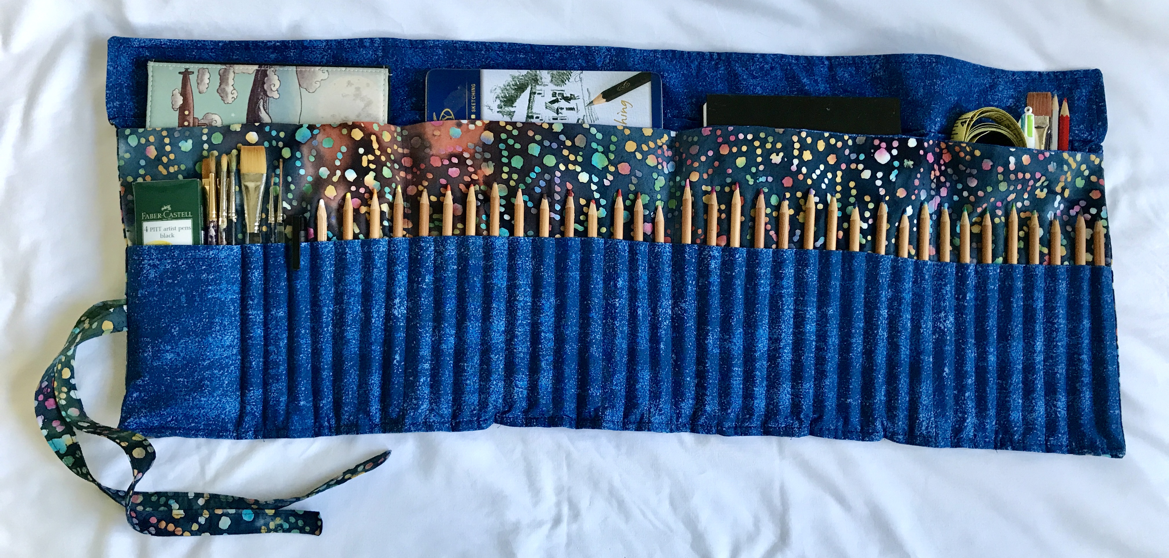 The Ultimate Rainbow Speckled Craft Roll! Holds 37 Pencils / Pens / Paintbrushes: plus extra storage